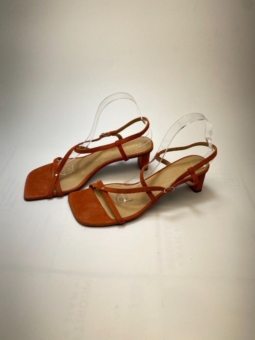 Frame Womens La Braxton Square Toe Strappy Burnt Orange Sandal Heel Sz 10.5
